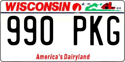 WI license plate 990PKG