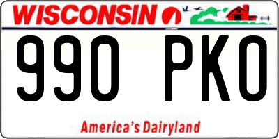 WI license plate 990PKO