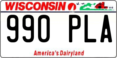 WI license plate 990PLA