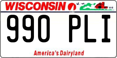 WI license plate 990PLI