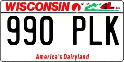 WI license plate 990PLK
