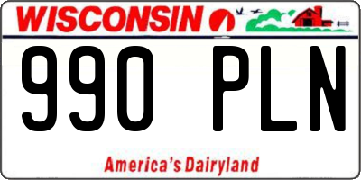 WI license plate 990PLN