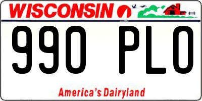 WI license plate 990PLO