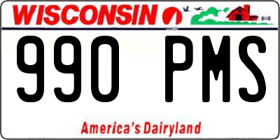 WI license plate 990PMS