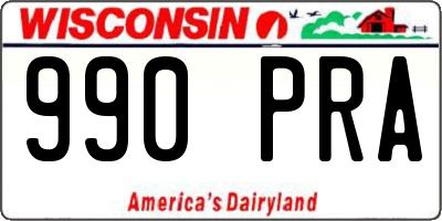 WI license plate 990PRA
