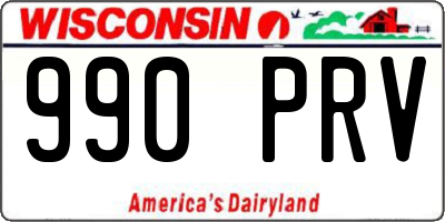 WI license plate 990PRV