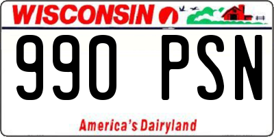WI license plate 990PSN