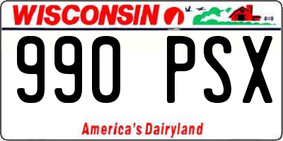 WI license plate 990PSX