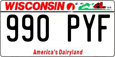 WI license plate 990PYF