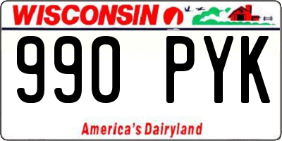 WI license plate 990PYK