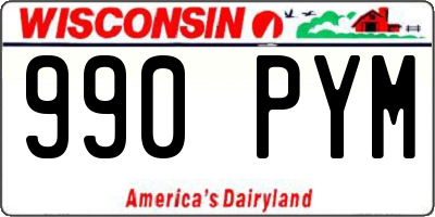 WI license plate 990PYM