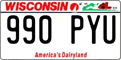 WI license plate 990PYU