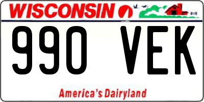 WI license plate 990VEK