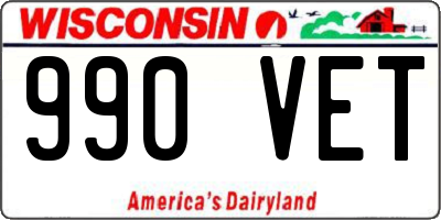 WI license plate 990VET