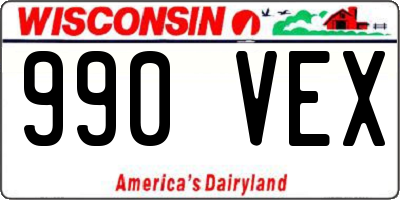 WI license plate 990VEX