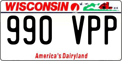 WI license plate 990VPP