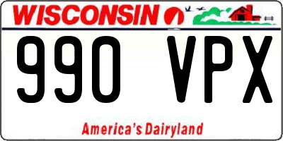 WI license plate 990VPX