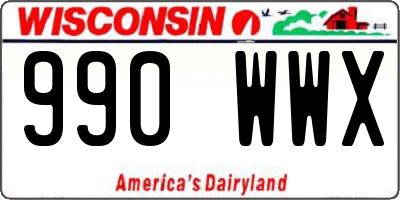 WI license plate 990WWX