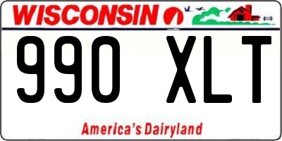 WI license plate 990XLT