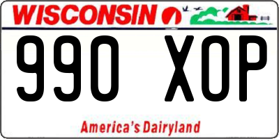 WI license plate 990XOP