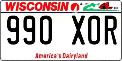 WI license plate 990XOR