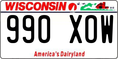 WI license plate 990XOW