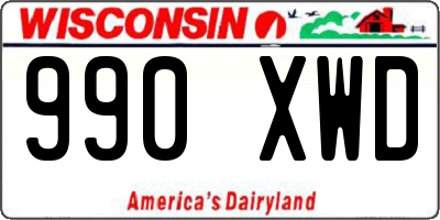 WI license plate 990XWD