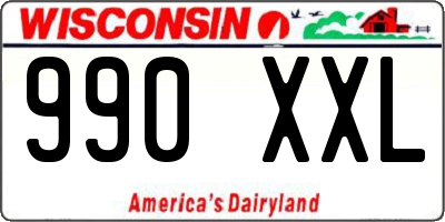 WI license plate 990XXL