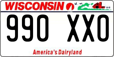 WI license plate 990XXO