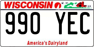 WI license plate 990YEC