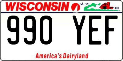WI license plate 990YEF