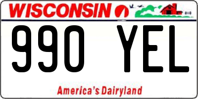 WI license plate 990YEL