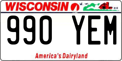 WI license plate 990YEM