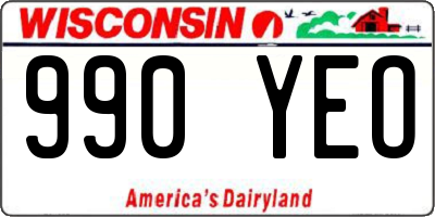 WI license plate 990YEO