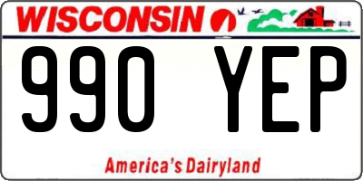WI license plate 990YEP