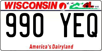 WI license plate 990YEQ