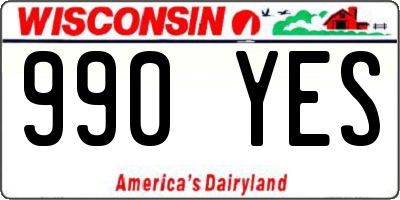 WI license plate 990YES