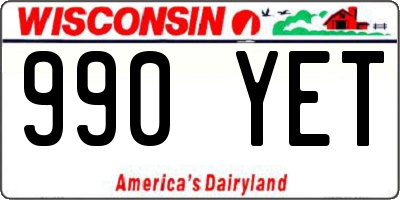 WI license plate 990YET