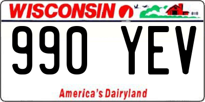 WI license plate 990YEV