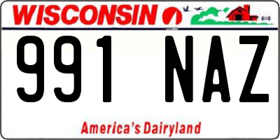 WI license plate 991NAZ