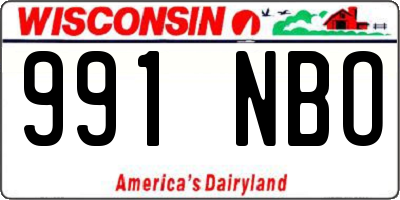 WI license plate 991NBO