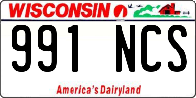 WI license plate 991NCS