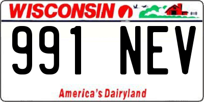 WI license plate 991NEV