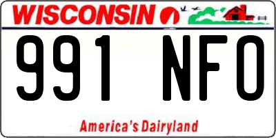 WI license plate 991NFO
