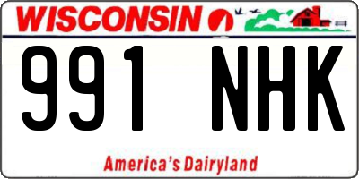WI license plate 991NHK