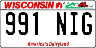 WI license plate 991NIG