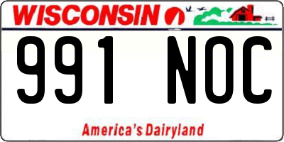 WI license plate 991NOC