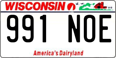 WI license plate 991NOE