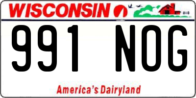 WI license plate 991NOG
