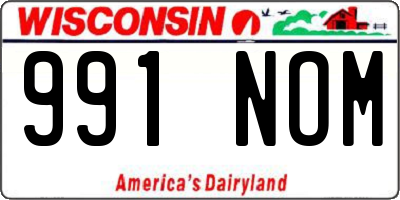 WI license plate 991NOM